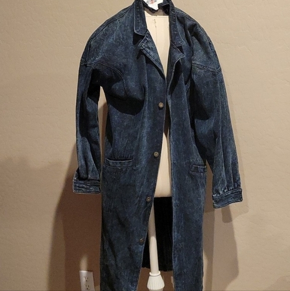 Vintage Blue Zone Denim Trench Coat Jacket - Picture 2 of 12